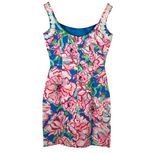 Lilly Pulitzer Nienie Dress Flutter Blue Lucky Charm 51971 Size 0 - Picture 2 of 13
